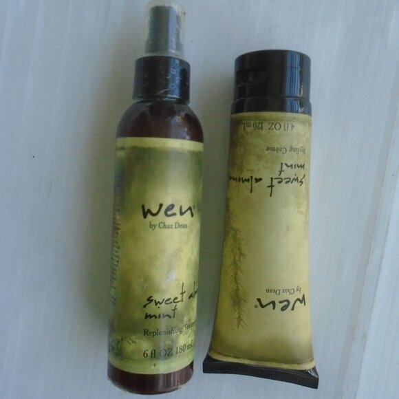 Lot of 2 Wen Chaz Dean Styling Creme 4oz & Replenishing 6oz Sweet Almond Mints